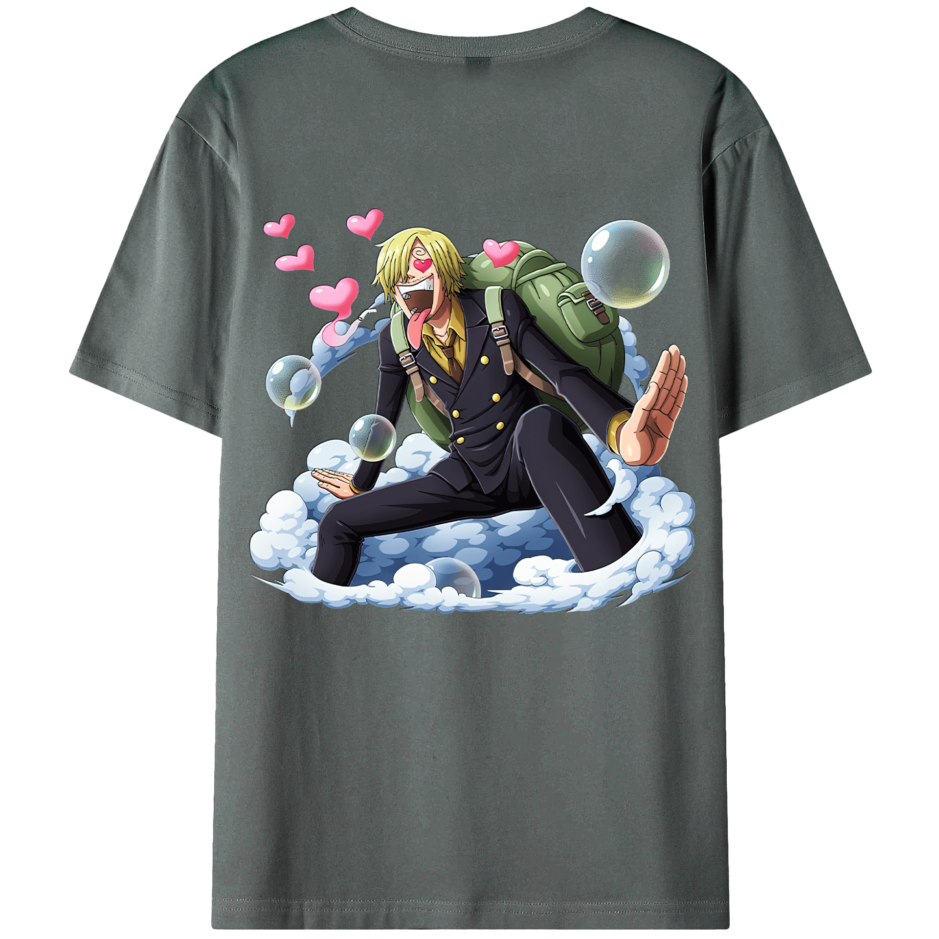 （画像用） ワンピース サンジ ONE PIECE Sanji 綿100％ メンズ半袖Tシャツ（バックプリント） 通気性